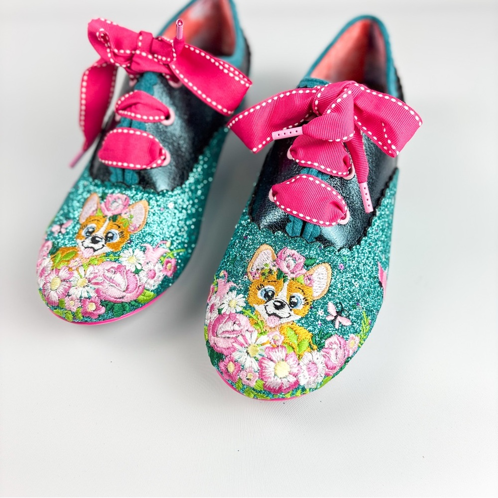 Irregular Choice Waggle Green Glitter Corgi Sneakers – Size 39 / Size  8
